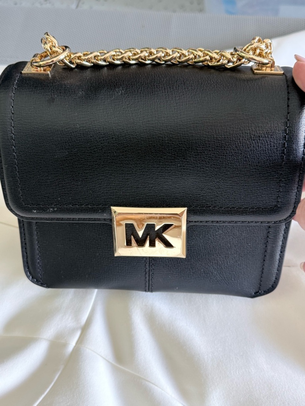 Michael Kors Black Leather Crossbody with Gold Hardware